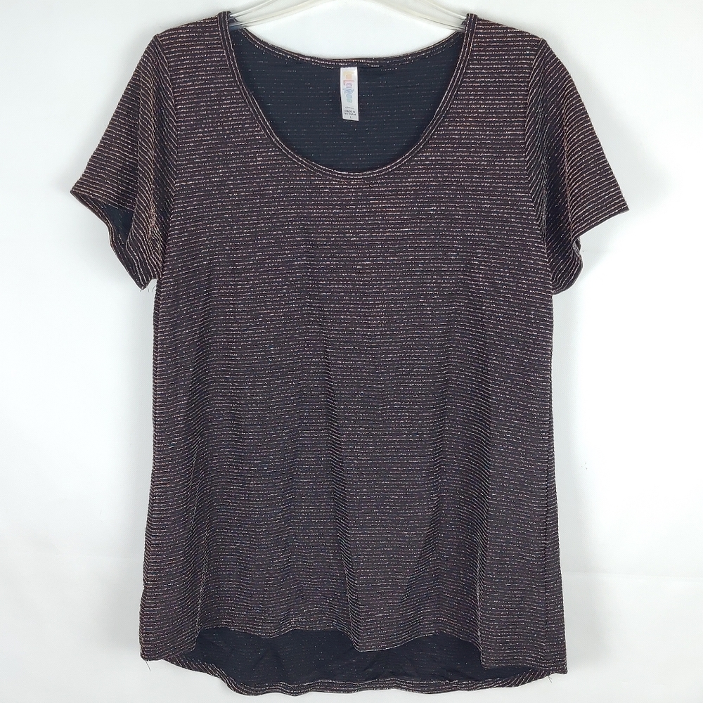 LuLaRoe Metallic Blouse Top Womens L Party Glam Going Out Casual Rave Gorpcore